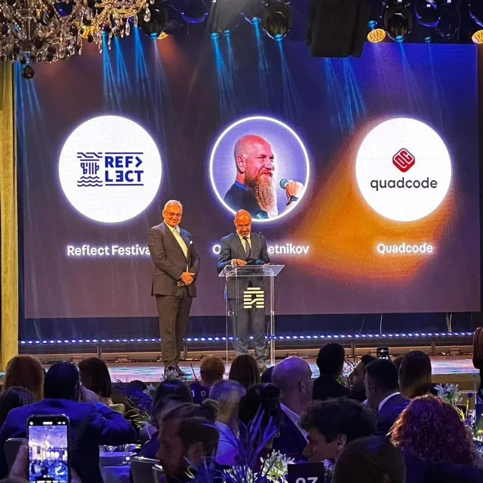 The TechIsland Awards stage showing the three IT Ambassador finalists